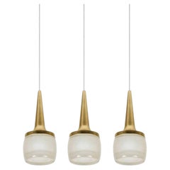 Several Brass Glass Cascade Fixtures by Staff with Beige Cord, 1960