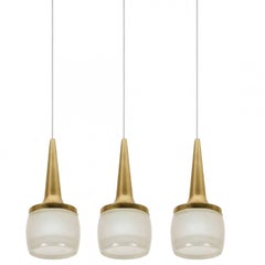 Several Brass Glass Cascade Fixtures by Staff with Beige Cord, 1960