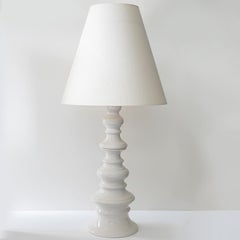 Margrit Linck-Daepp White Totem Lamp, Custom Tapered Silk Lampshade by R. Houben