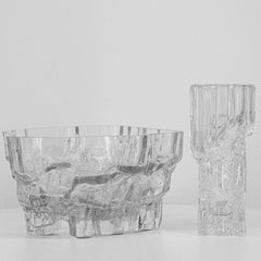 A Set Of Tapio Large Wirkkala for Iittala Ice Glass Vases, Finland 1970