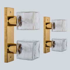 Several Square Ice Glass Wall Light / Flush Mount, Kalmar 1970s