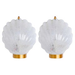 Pair of Shell Shaped Brass and Glass Wall Lights, Limburg, Germany