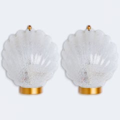Pair of Shell Shaped Brass and Glass Wall Lights, Limburg, Germany