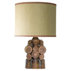 Ceramic Floor/Table Lamp B. Rooke, Beige Custom Made Lampshade by R. Houben