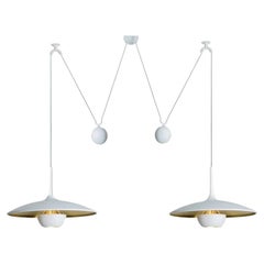 Onos 40 Double Pull White Brass Pendant Lamp by Florian Schulz, Germany