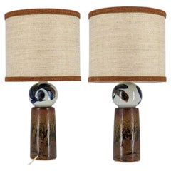 1 of the 2 Sculptural Ceramic Lamp by Rorstrand Ateljé, Lampshade by R. Houben
