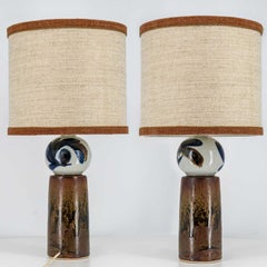 1 of the 2 Sculptural Ceramic Lamp by Rorstrand Ateljé, Lampshade by R. Houben