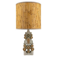 Ceramic Floor/Table Lamp B. Rooke, Natural Custom Made Lampshade by R. Houben