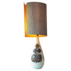 XL Beige Blue Ceramic Floor Table Lamp, New Lampshade by R. Houben, 1970
