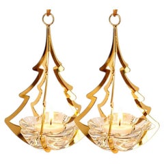 1 Of The 2 Holmegaard Golden Christmas Candleholder Tree, Denmark 2006