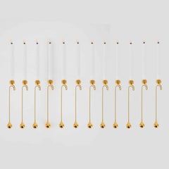 Several 24-Carat Plated Christmas Candle Holders incl LED Candle, Denmark 1960
