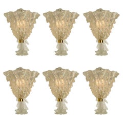 1 of the 6 Wall Sconces with Glass Shades, Seguso, Italy 1960