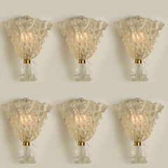1 of the 6 Wall Sconces with Glass Shades, Seguso, Italy 1960