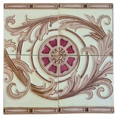 1 of the 12 Sets Art Deco Glazed Relief Tiles by Freres and Hemiksen, circa 1920