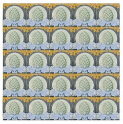 1 of the 33 Pinecones Antique Tiles, Societe Morialme circa 1920, Belgium