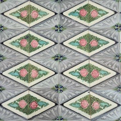 Art Nouveau Glazed Relief Tiles by Gilliot, circa 1920