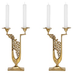 Par de candelabros grandes de Horst Dalbeck, Amadeo Fratelli Tonini, de latón, 1960