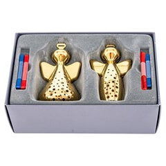 Ein Paar vergoldete Weihnachtsengel-Anhänger aus 18-karätigem Gold von Georg Jensen, Dänemark