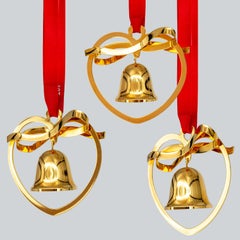 One Of The Three 18K Gold-Plated Christmas Bells by Georg Jensen, 1984