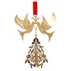 Abete e colombe placcati in oro 24 carati di Georg Jensen, 2014