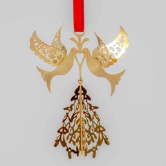 Abete e colombe placcati in oro 24 carati di Georg Jensen, 2014