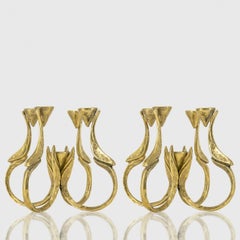 1 of the 2 Harjes Solid 5 Arm Candlelabra Brass, Germany 1960