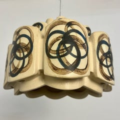 Lampada a sospensione in ceramica a forma di fiore, Danimarca, anni '70