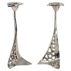 Pair of Kurt Jesch Amadeo Fratelli Tonini Candlelabras Chrome, 1960