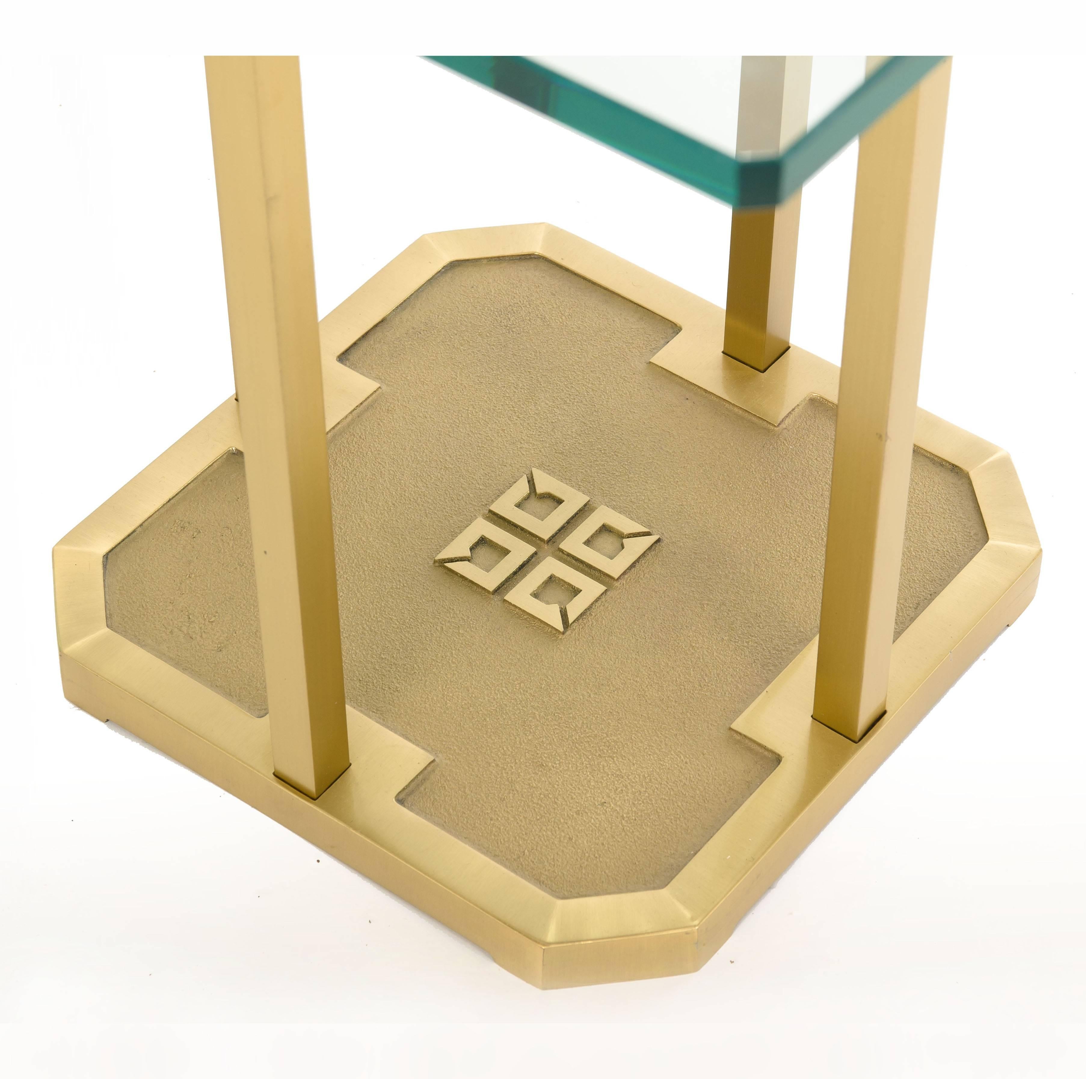 This lovely brass and glass side table is designed by Peter Ghyczy in the early 1970s in the Netherlands. Born in Budapest, Peter Ghyczy started his career as an architect in Germany. He has been living in the Netherlands for many years and this is