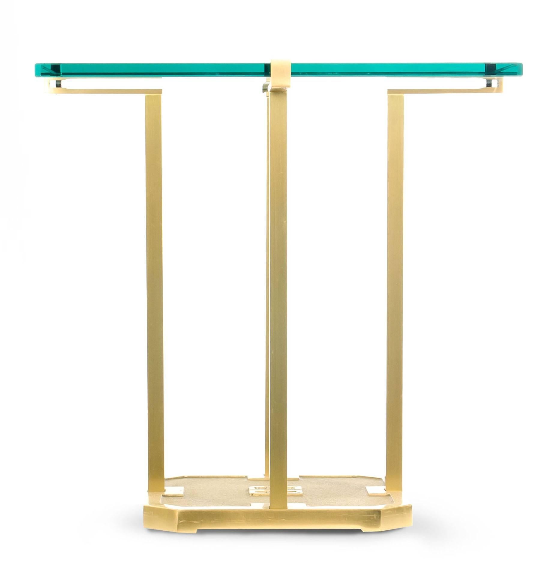 Modern Peter Ghyczy, Brass and Glass Side Table, Early 1970s