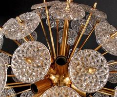 Val Saint Lambert Sputnik Crystal Discs Chandelier in the Style of Emil Stejnar
