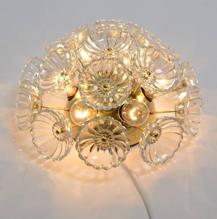 Set of Starbust Sputnik Glass Flower Wall Lights For Sale at 1stdibs