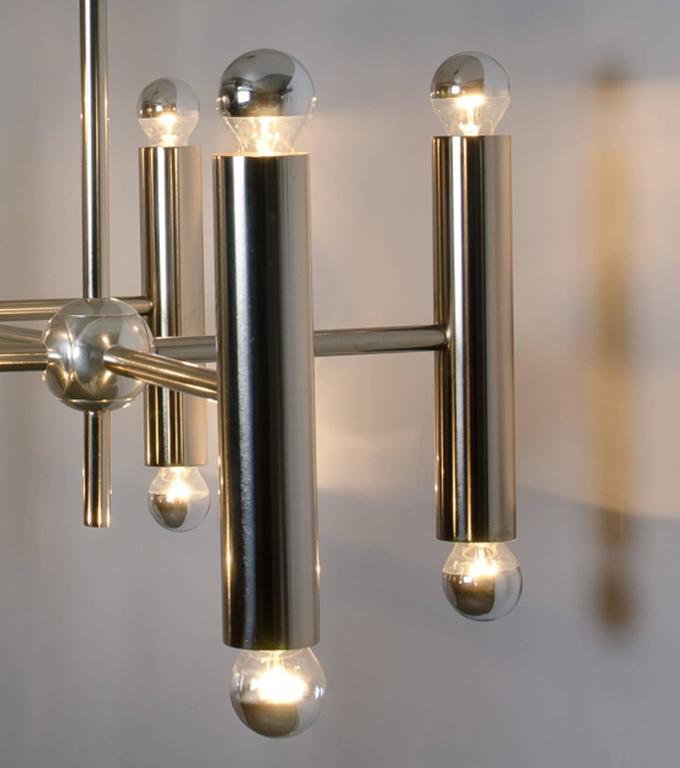 2 Pieces of Extra Large NickelPlated Modern Geometric Chandeliers For