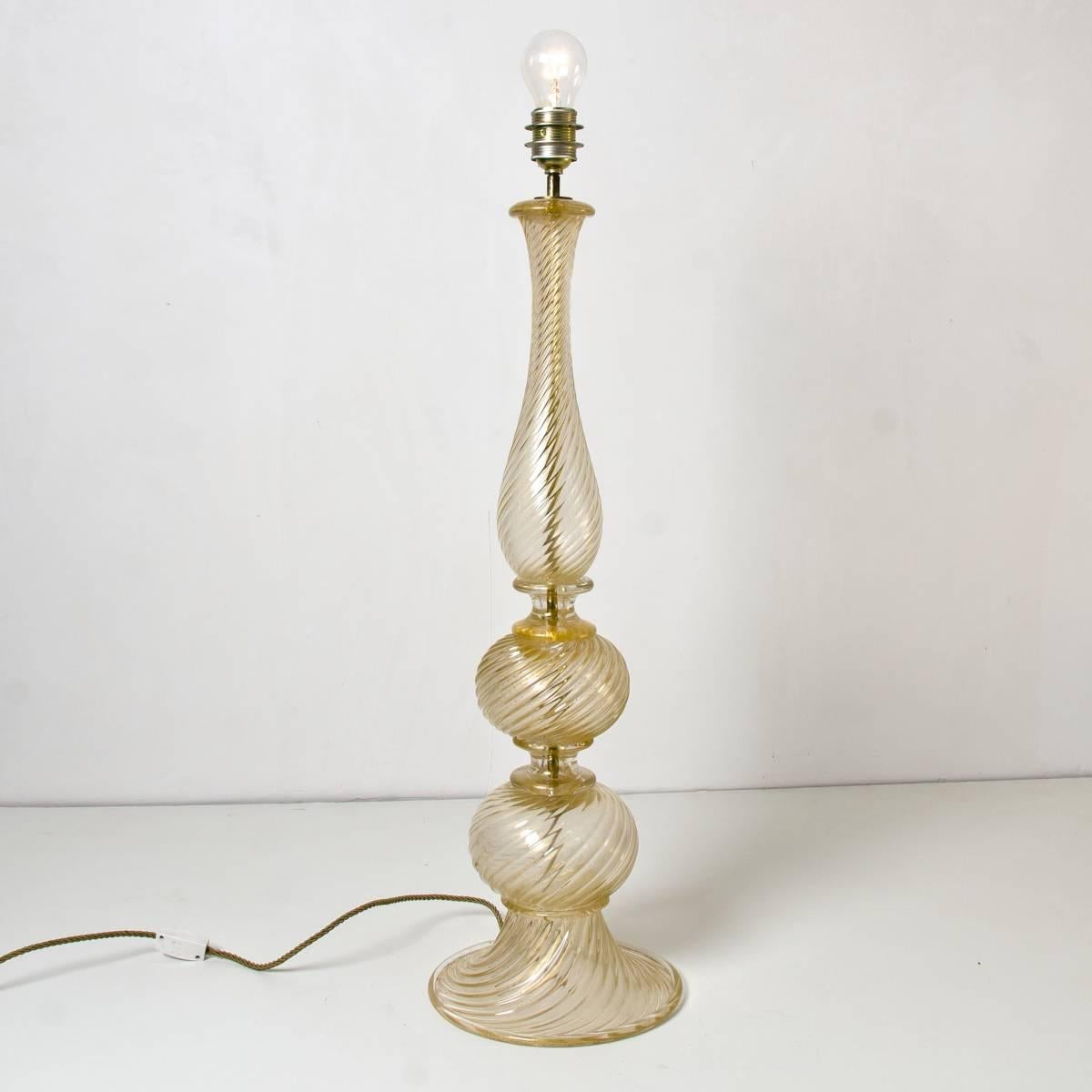 Murano Glass Elegant Italian Murano Gold Inclusions Glass Floor Lamp by Barovier & Toso