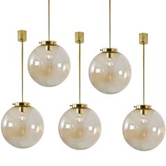 40 Handblown Glass and Brass Pendants, Germany, 1960 7