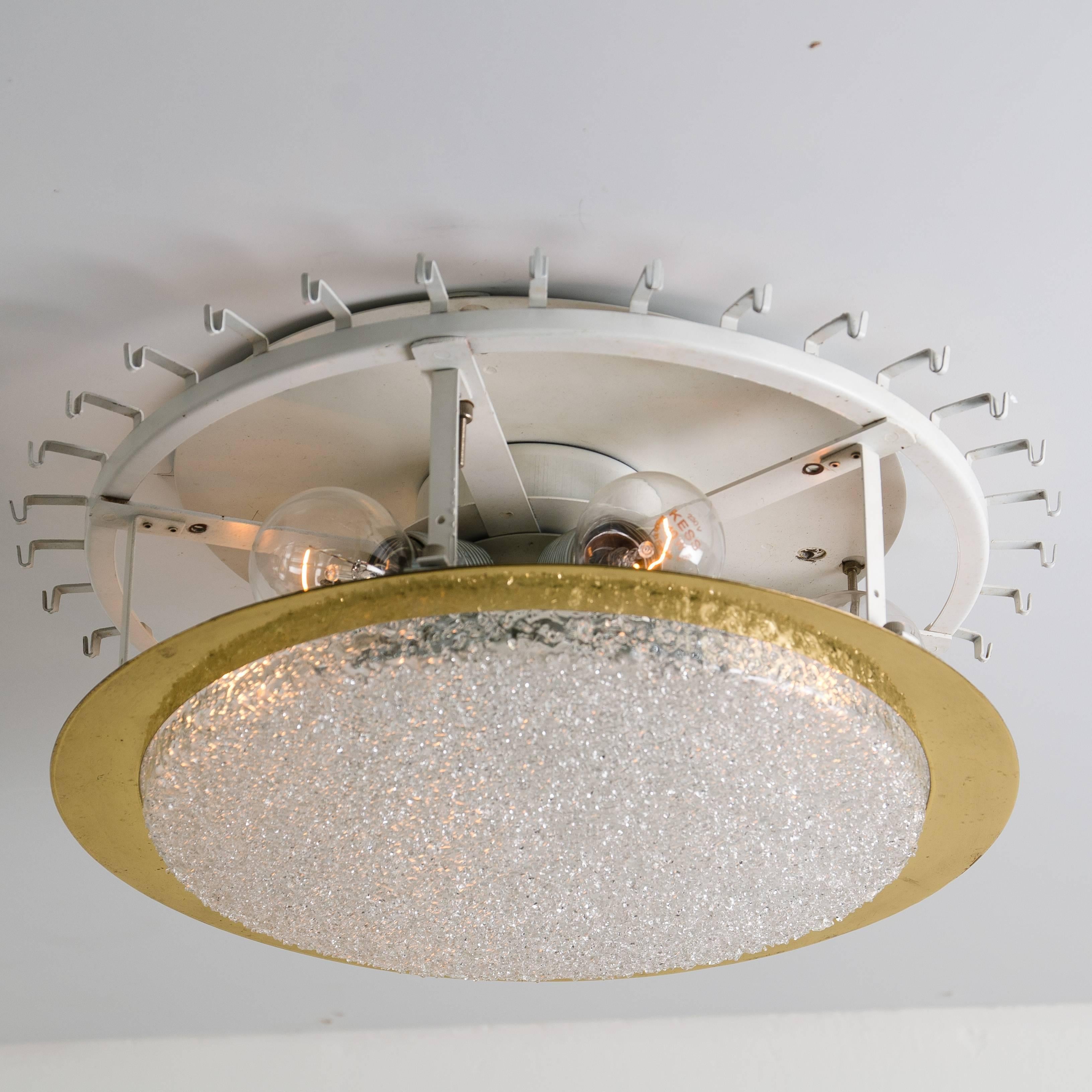 Extra Large Organic Glass and Brass Flush Mount by Doria, 1970 1
