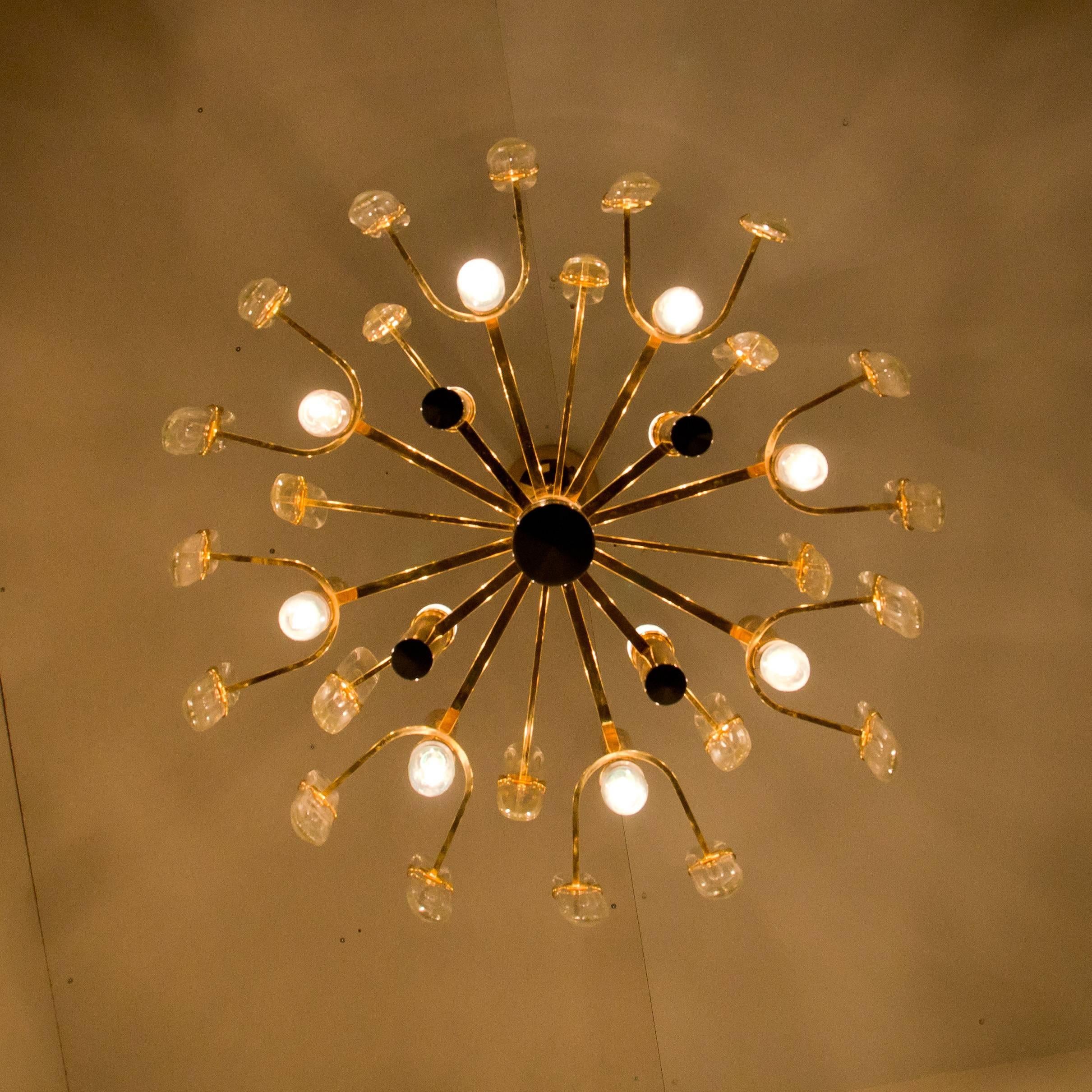 Large Gold-Plated Crystal Chandelier with Twelve Lights by Gaetano Sciolari 1