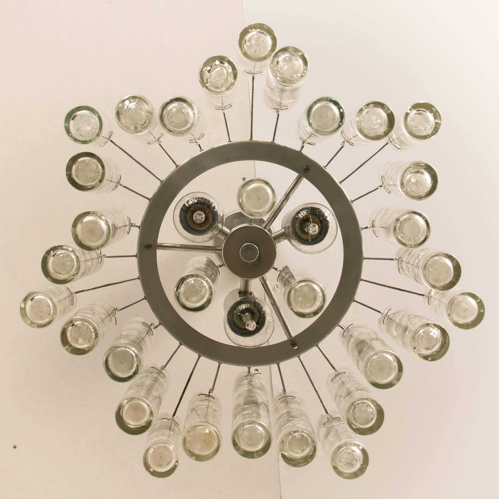 Mid-Century Modern Ice Glass Chandelier by Doria, 1960