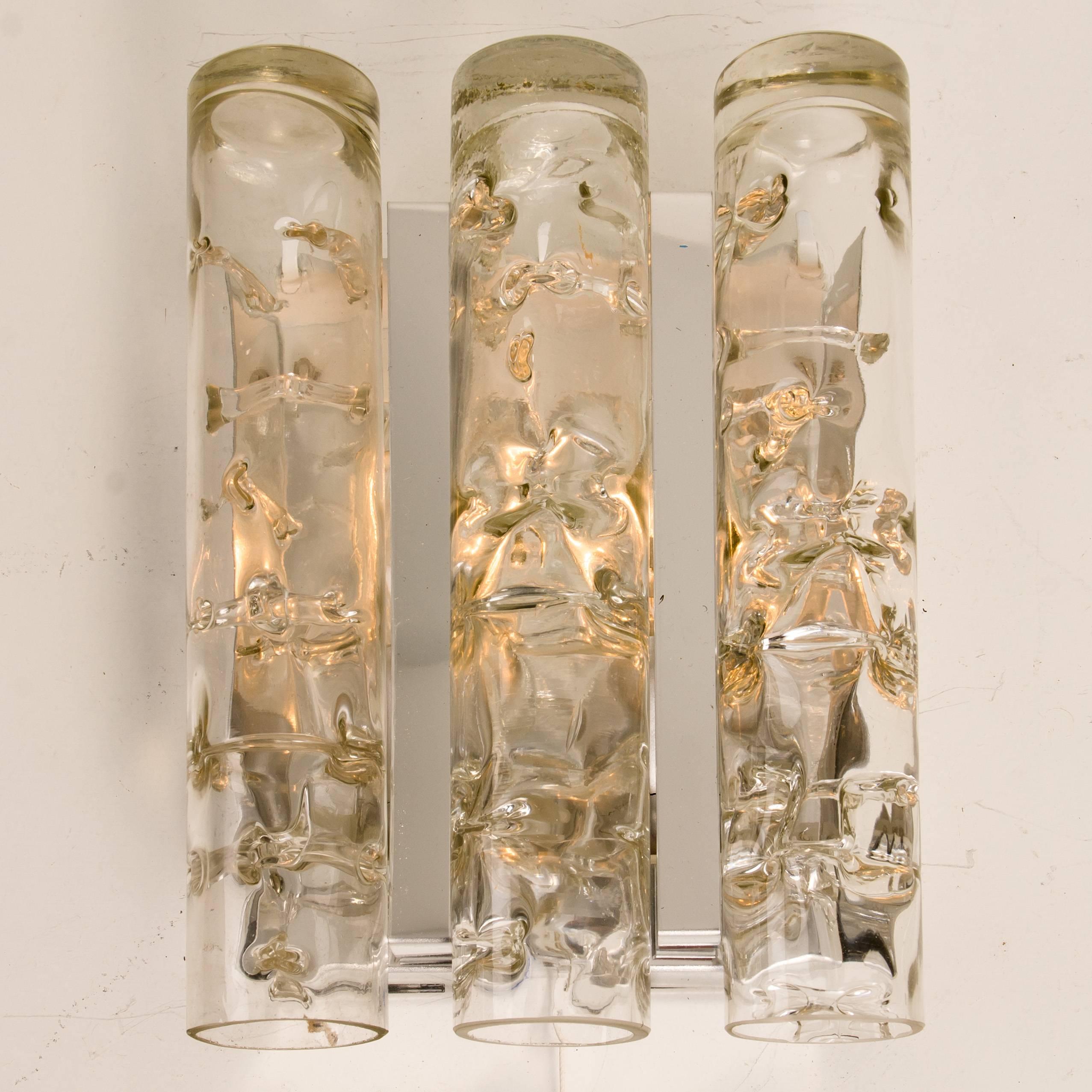 Blown Glass Ice Glass Chandelier by Doria, 1960
