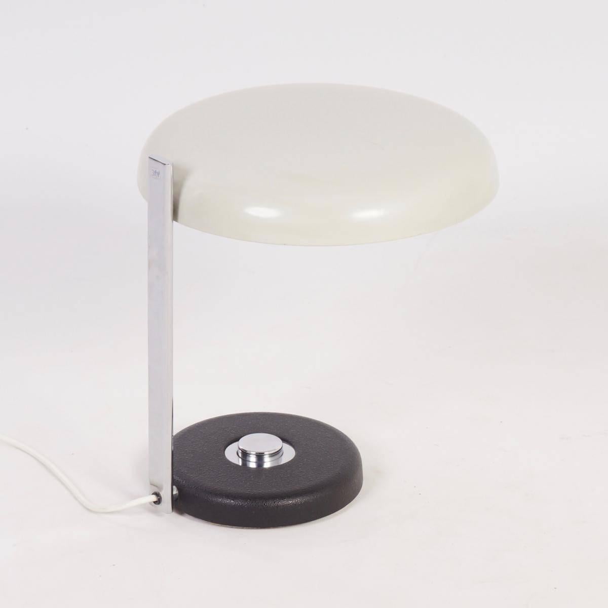 German Oslo Midcentury Black Chrome Desk Lamp by Heinz Pfaender, 1962