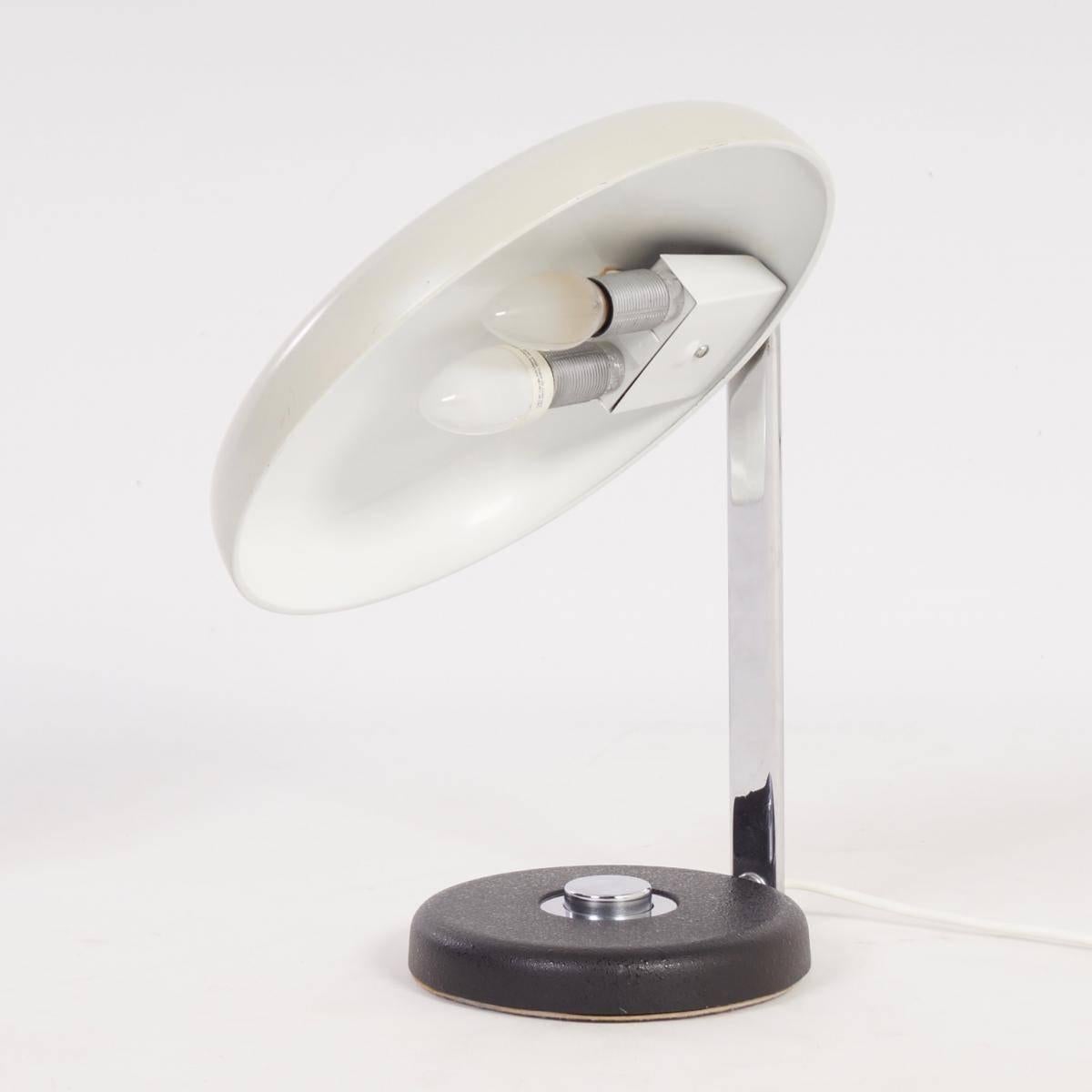 Oslo Midcentury Black Chrome Desk Lamp by Heinz Pfaender, 1962 In Good Condition In Rijssen, NL