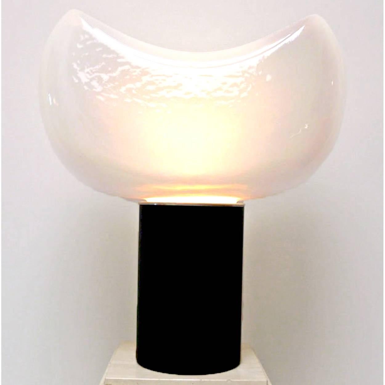 1970s, Leucos lighting table lamp with opalescent handblown Murano glass diffuser.