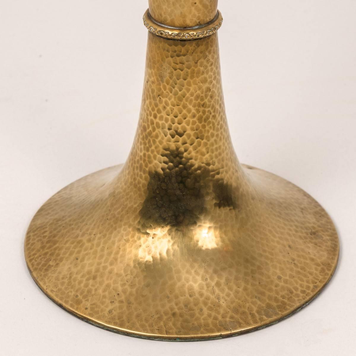 German Hammered WMF Solid Brass Champagne Cooler/Ice Bucket, Jugendstil, 1930