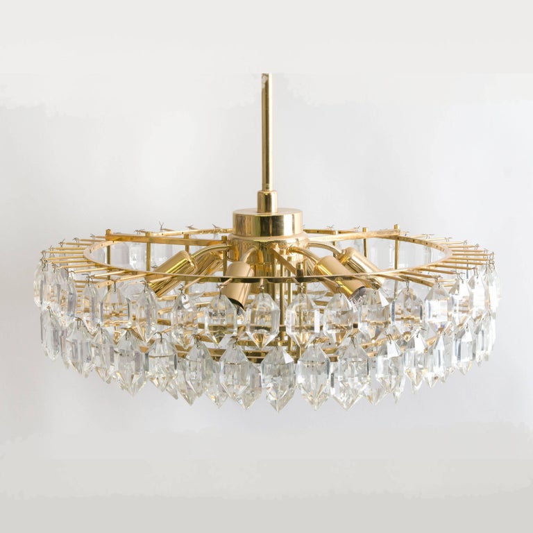 Pair Of Bakalowits And Sohne Chandeliers Brass Crystal Glass Pair Of Bakalowits Sohne Chandeliers Brass And Crystal Glass Austria 1960s 3