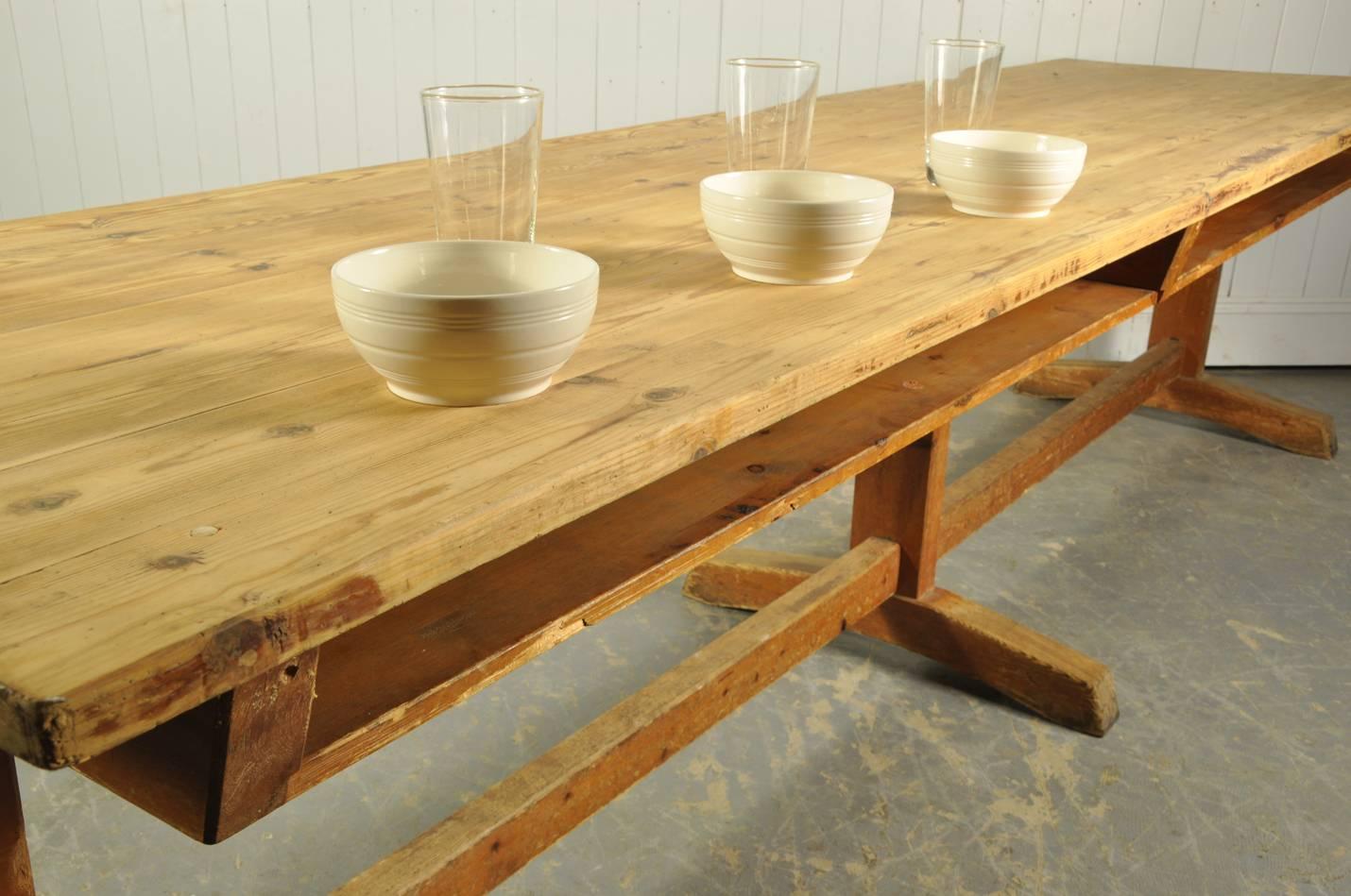 Belgian Antique Pine Library Table