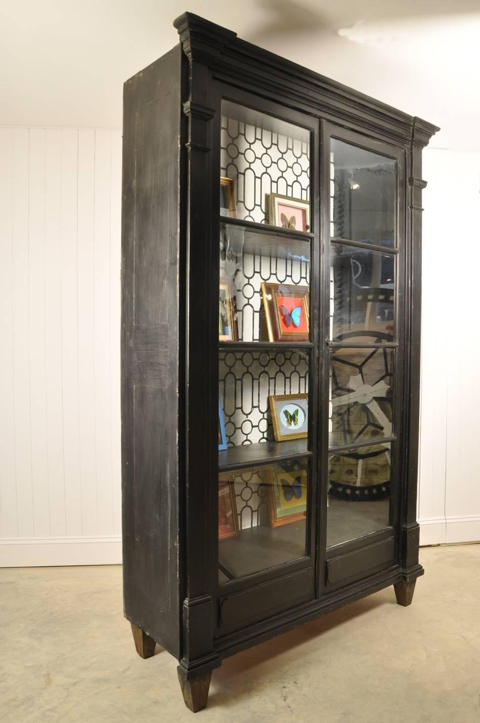 European 1920s Glazed Bookcase For Sale