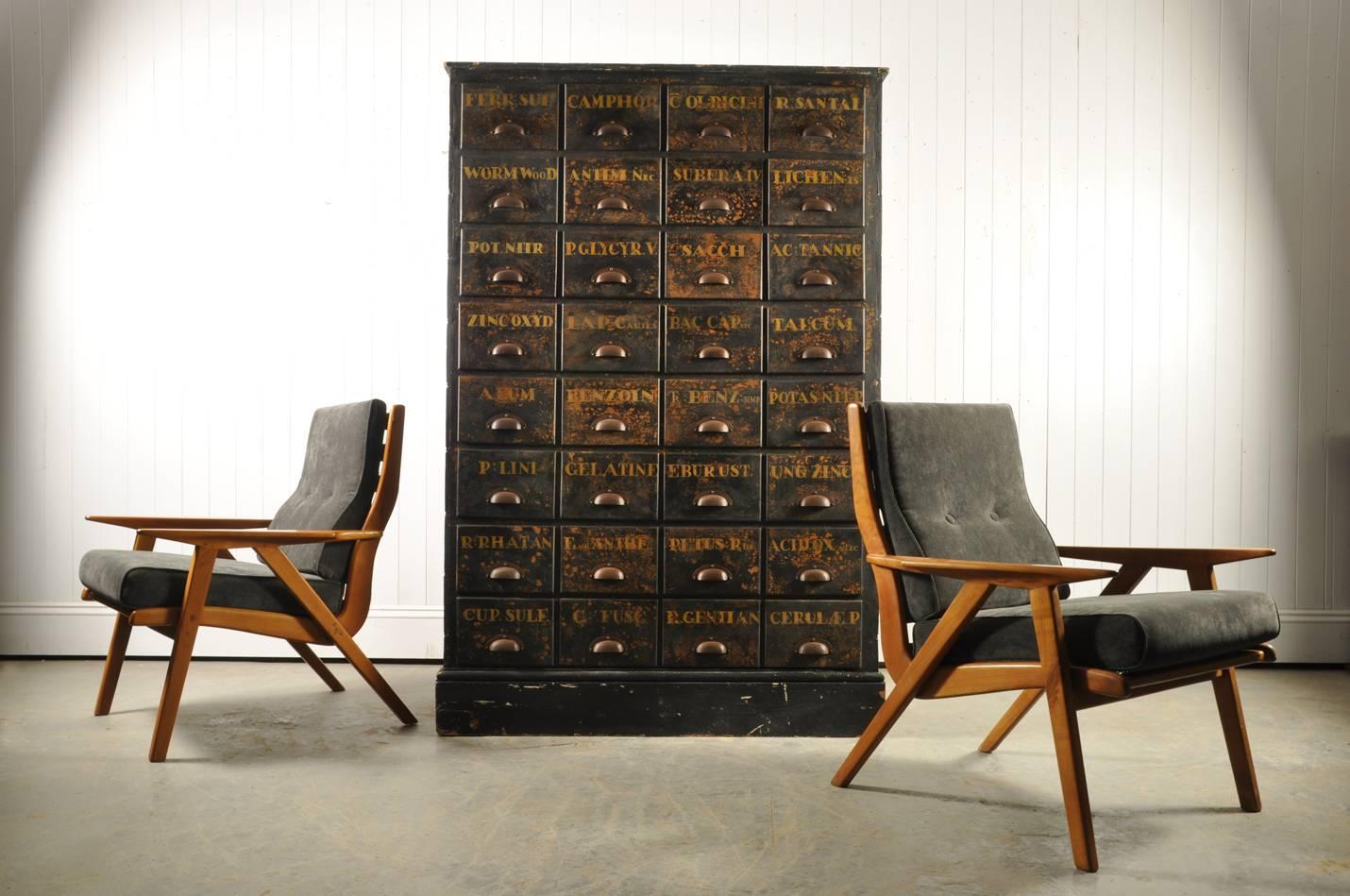 20th Century Antique Bank of Apothecary Drawers