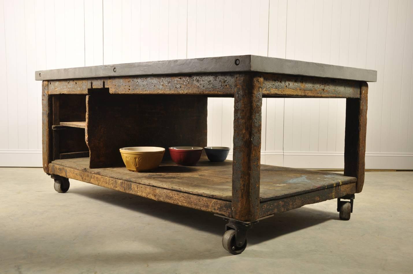 Wood Up-Cycled Micro Cement Topped Kitchen Island