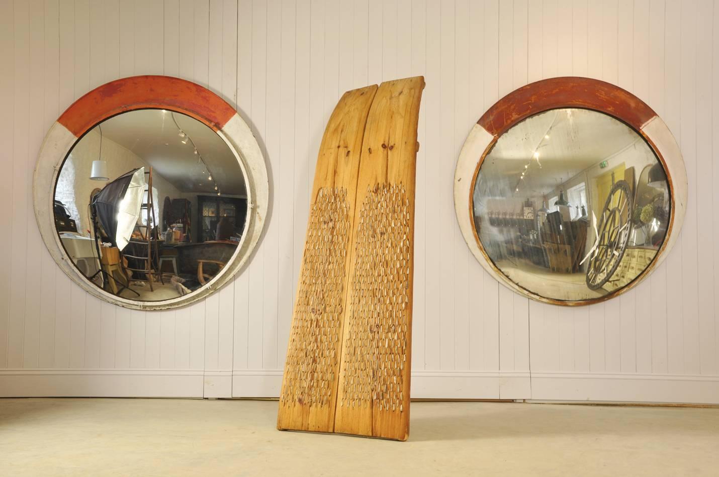 Huge Convex Railway Mirrors In Distressed Condition For Sale In Cirencester, Gloucestershire