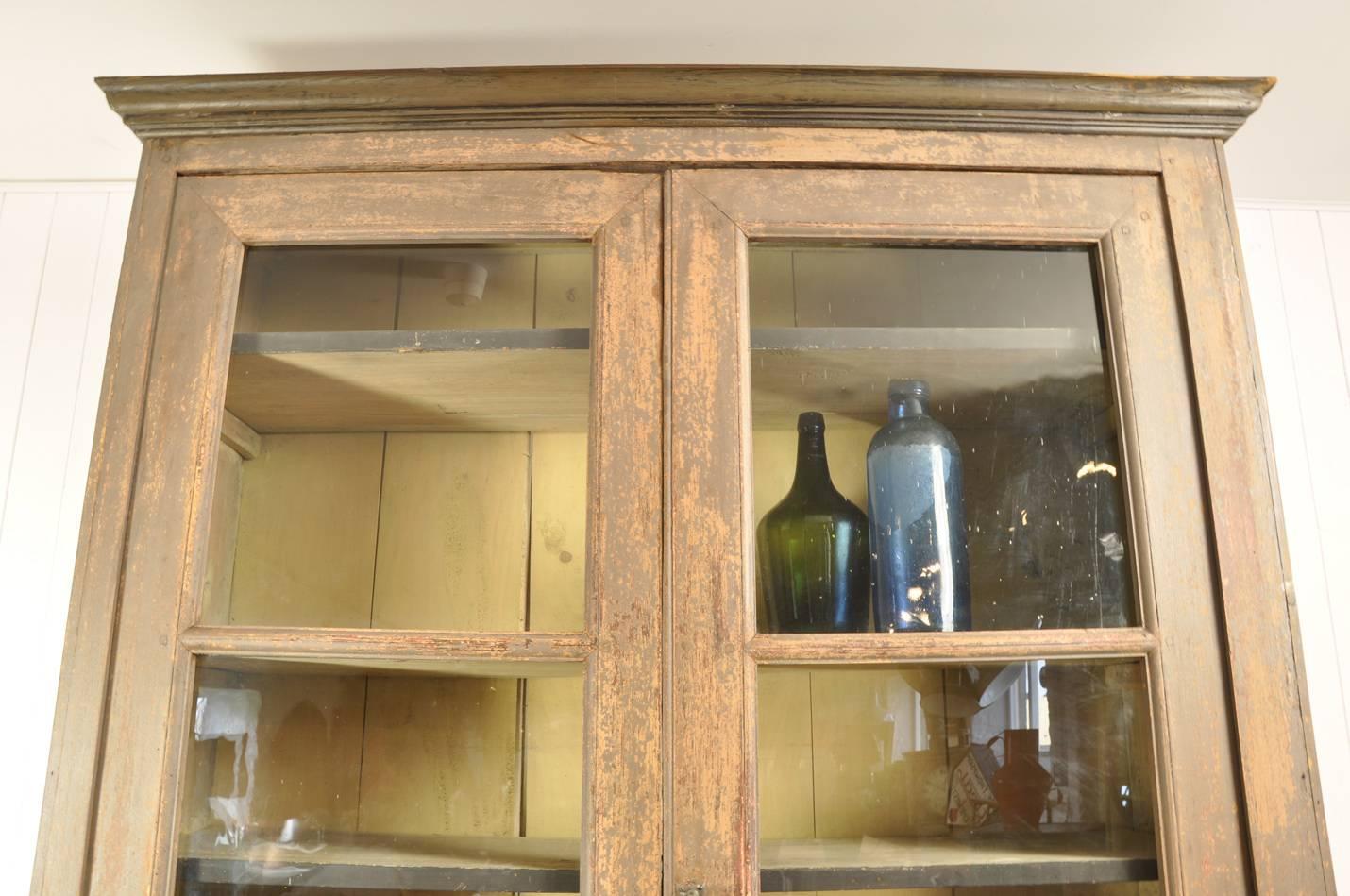 19th Century Antique Painted French Bookcase In Distressed Condition For Sale In Cirencester, Gloucestershire